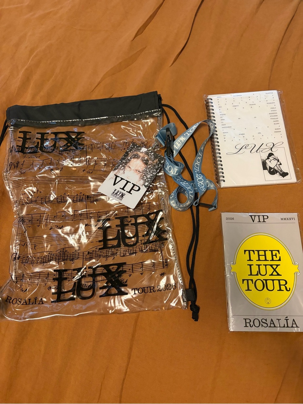Rosalia The LUX Tour VIP Silver Package: Drawstring Bag, Lanyard, Notebook
